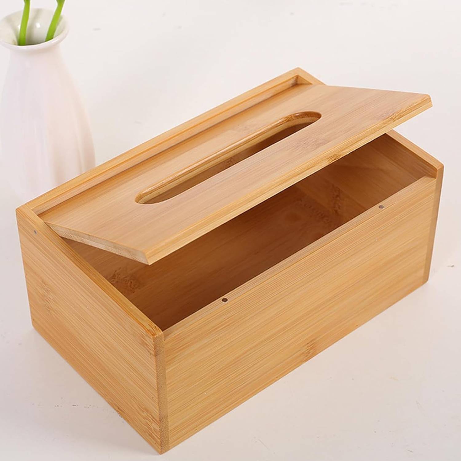 Bamboo Tissue Box, detail view