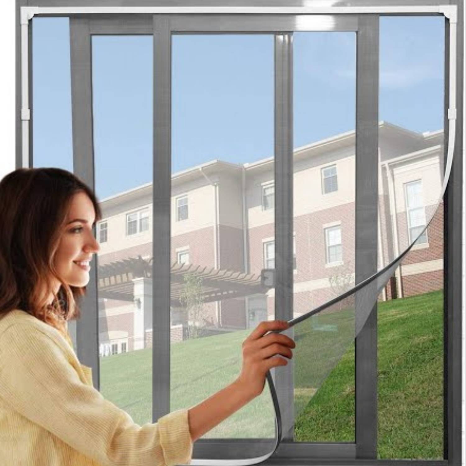 Magnetic Window Screen - Dark Grey Frame, Standard Mesh (grey), 1000mm x 1000mm / 39" x 39"