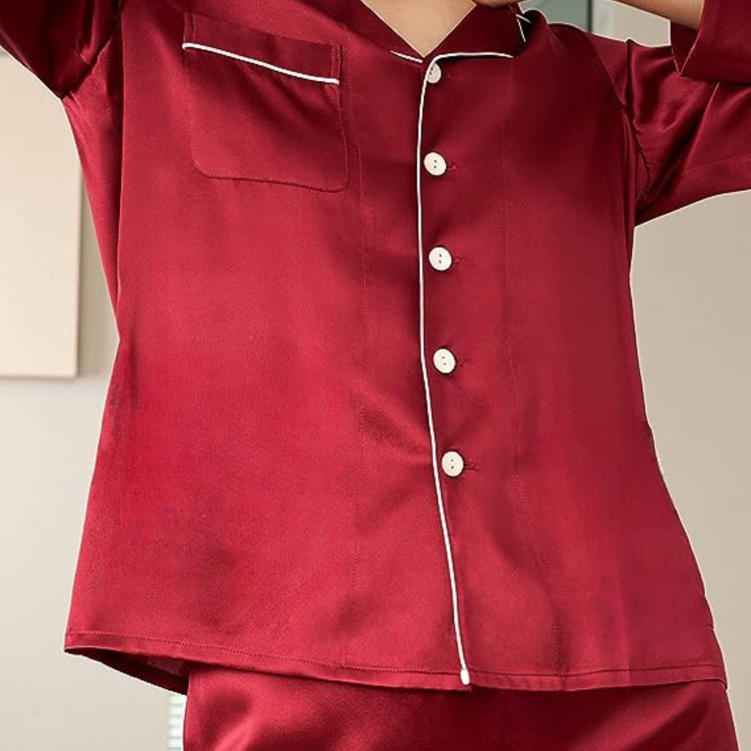 Mulberry Silk Long Pyjama Set - Pink / Small: image 9