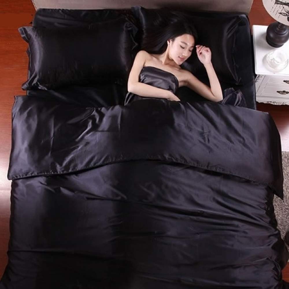 Satin Sheets, Black / King 6 Piece Set