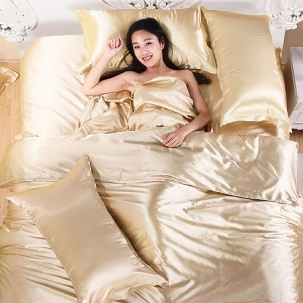 Satin Sheets, Gold / King 6 Piece Set