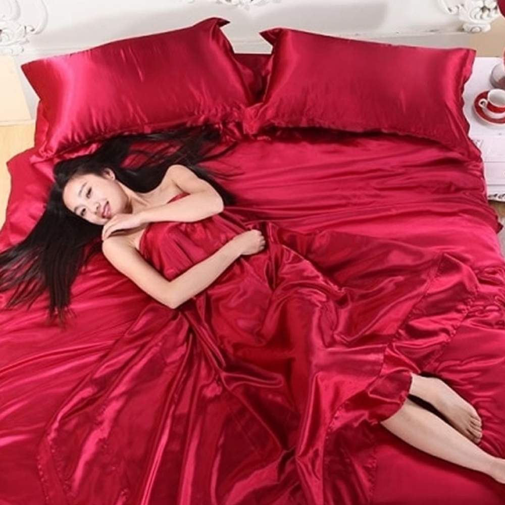 Satin Sheets, Red / King 6 Piece Set